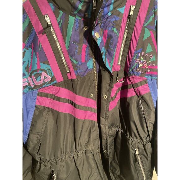 Vintage Fila Team Italia Ski Jacket Coat Hooded Retro Thermore Size 46 - Picture 7 of 15